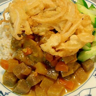 冷やしカレーwithかき揚げ&胡瓜